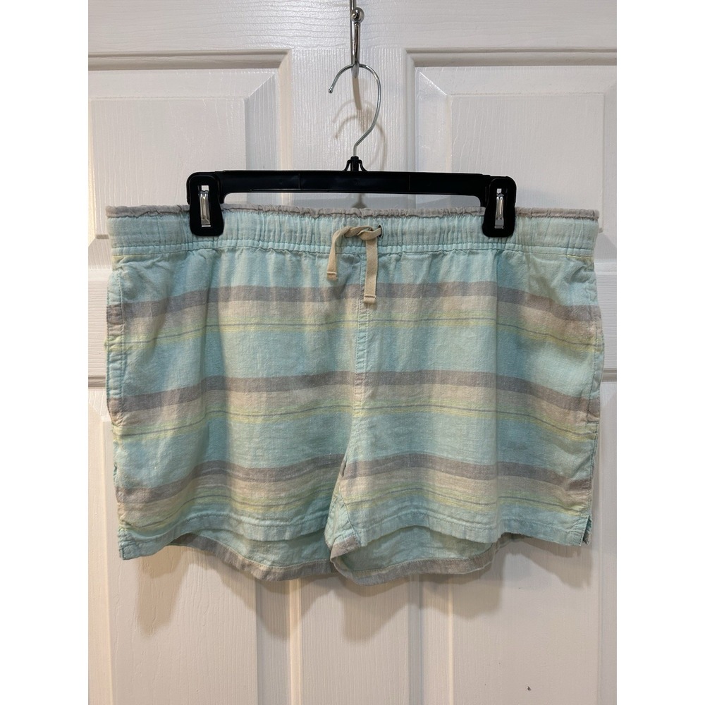 Patagonia Island Hemp Baggies Striped Shorts Womens Sz Large Organic Hiking